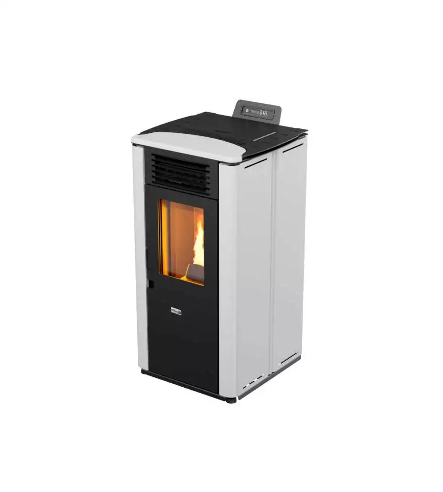 Stufa a pellet canalizzata canadian stove "design 10c" bianco 8,7 kw